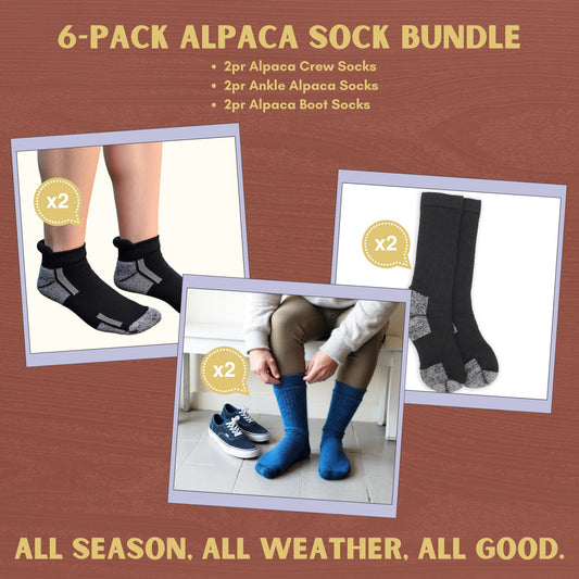 All-Season All-Weather Alpaca Sock Bundle 6-Pack - Save 10%